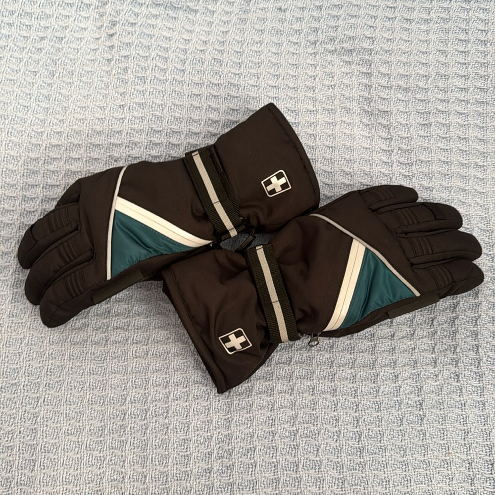 Black and Teal winter gloves